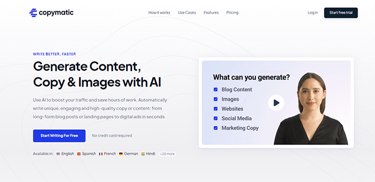 Copymatic AI writing assistant