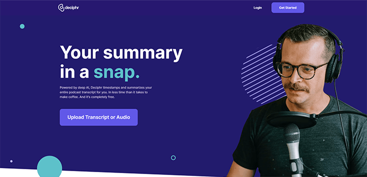 Deciphr.ai Podcast summery writer