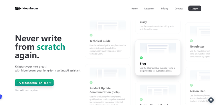 Moon Beam AI Writing Assistant