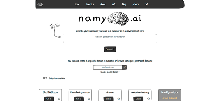 Namy - Domain name generator