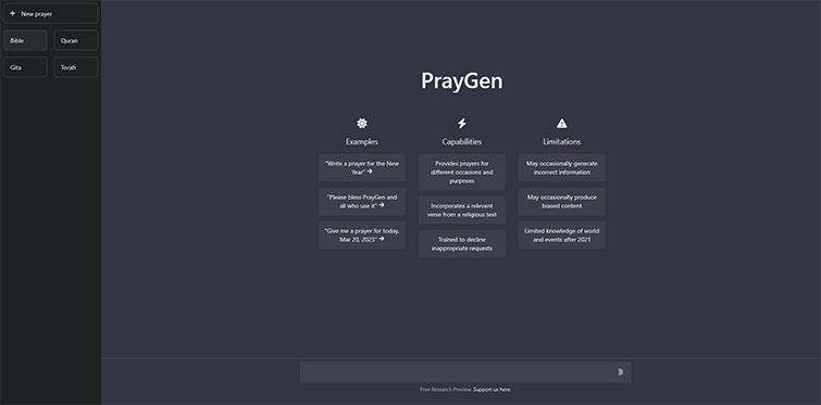 PrayGen - AI-Based Prayer generator for different occasions