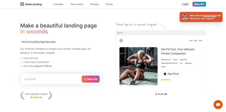 Build-Beautiful-Landing-Pages-Instantly-With-AI-Makelanding AI