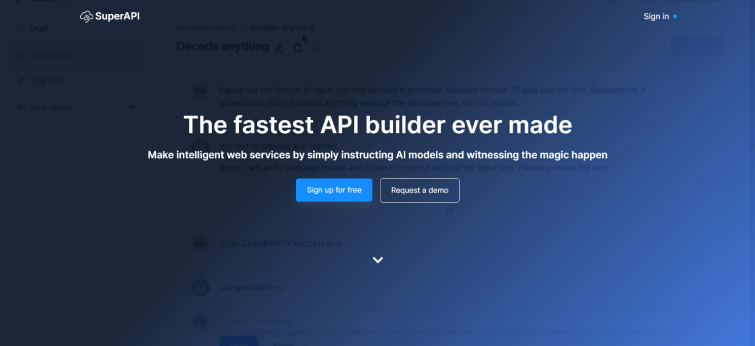 SuperAPI AI-From-chat-to-API-in-seconds