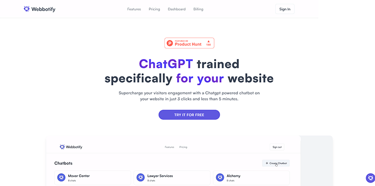 Webbotify-ChatGPT-trained-specifically-for-your-website