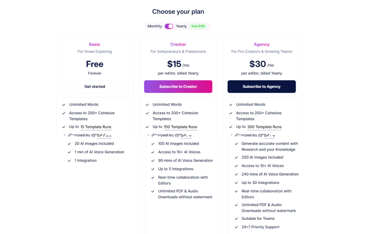 Cohesive AI 2 Cohesive Pricing 2