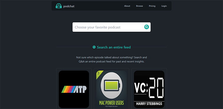 Podchat AI-powered-podcast-search-summaries