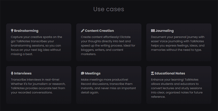 TalkNotes 1 TalkNotes Use Cases