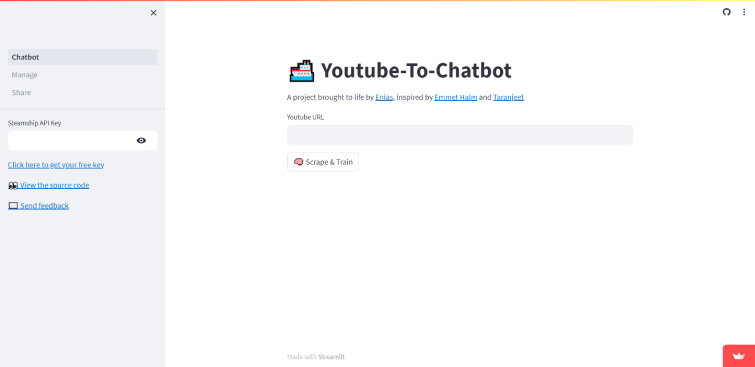YouTube to Chatbot·-Streamlit