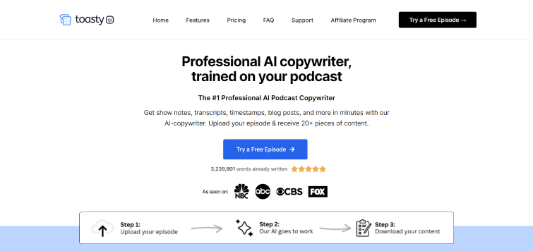 Toasty AI-AI-Content-Creation-for-Podcasts