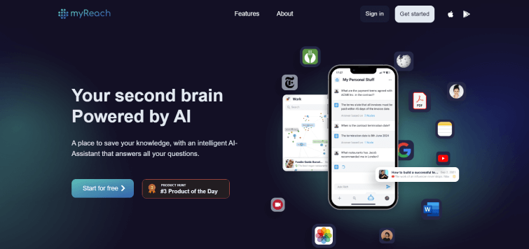 myReach AI - Your second brain | save & organize knowledge