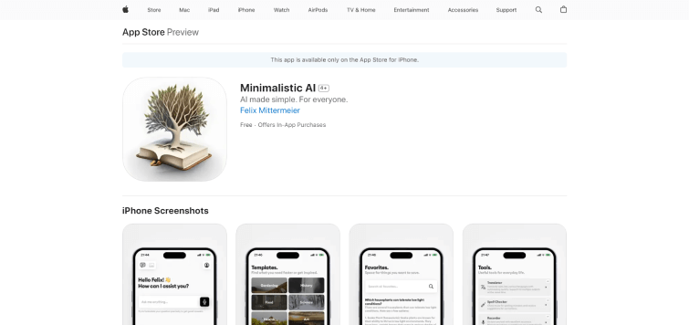 Minimalistic AI-on-the-App-Store