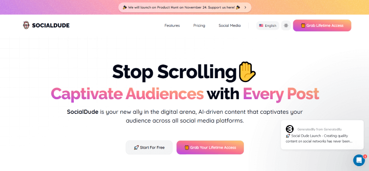 SocialDude AI-home