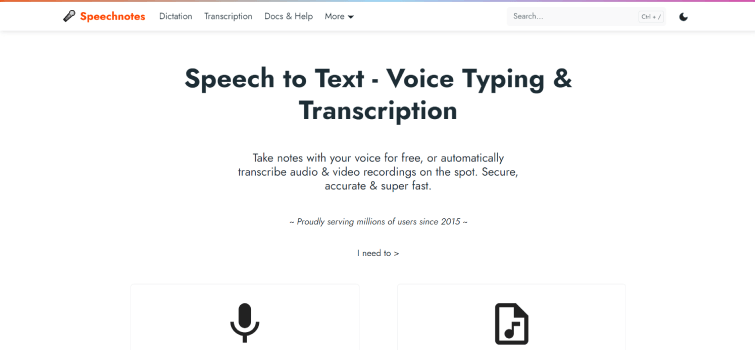 Speechnotes 2 Speechnotes-home